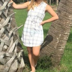 💫 Passport Blue and White Gingham Collared Dress